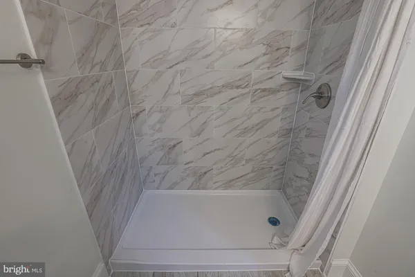 a bathroom with a bathtub