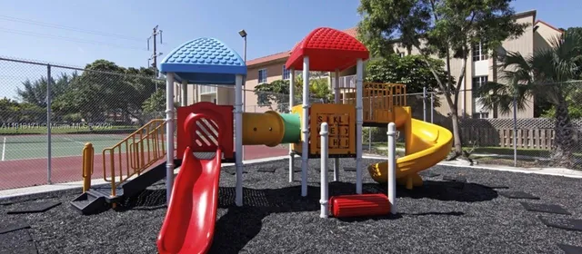 a view of a slide in a deck