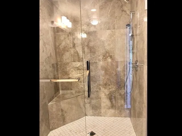 a bathroom with a shower