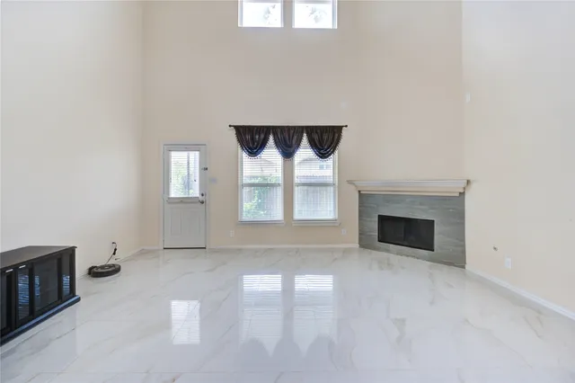 an empty room with windows