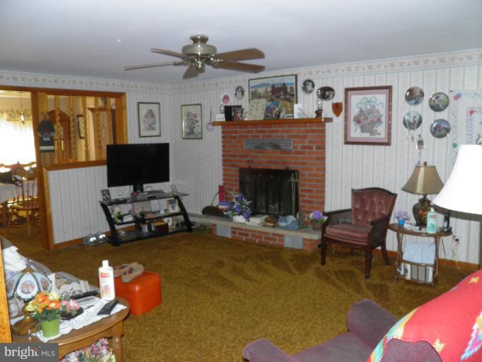 166 Bennett Berkeley Springs Berkeley Springs, WV 25411 - Photo 7 of 27 a living room with furniture a flat screen tv and a fireplace