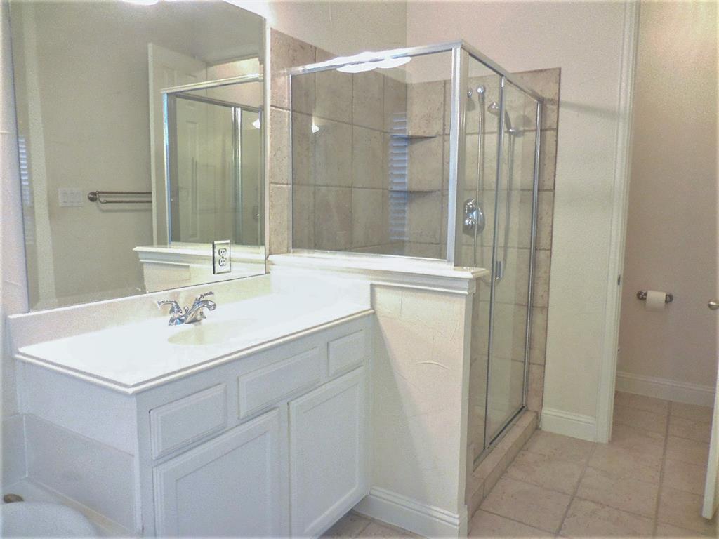 4012 Appleton Lane Flower Mound, TX 75022 - Photo 17 of 28 a bathroom with a sink a mirror and a shower