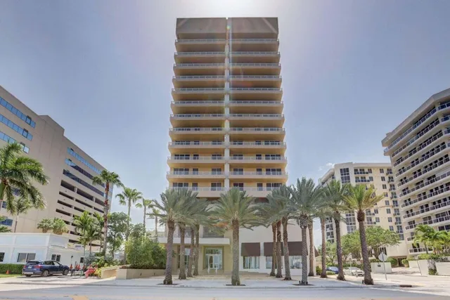 a view of a building and a street
