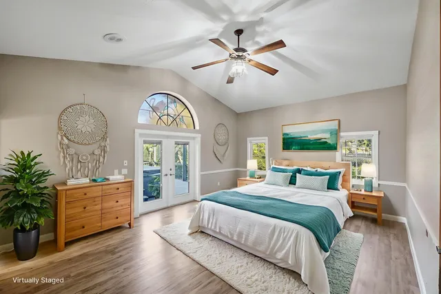 a view of a swimming pool with a yard