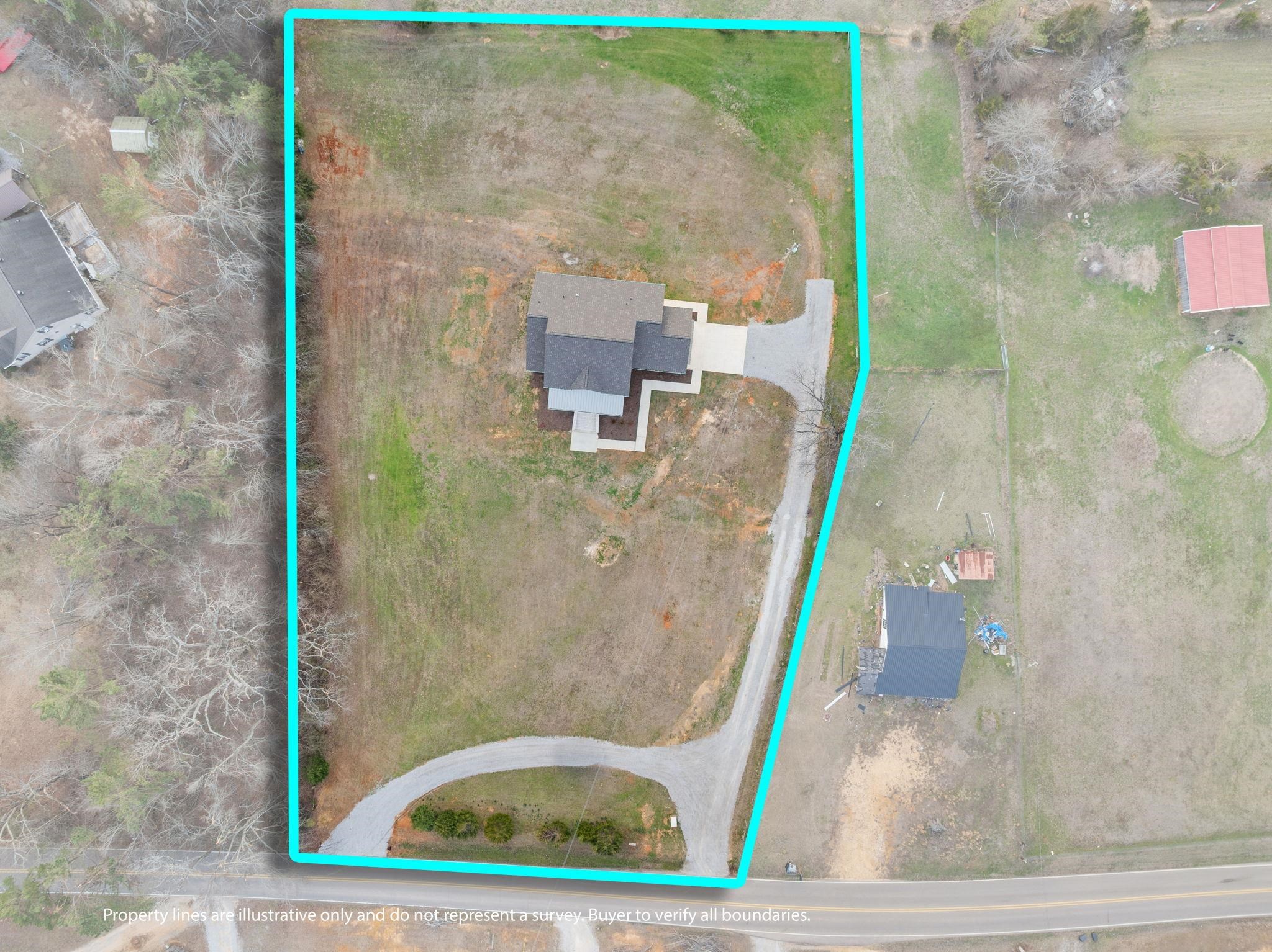 69 County Road 157 Corinth, MS 38834 - Photo 34 of 39 Aerial view of property and surrounding area with property boundaries highlighted
