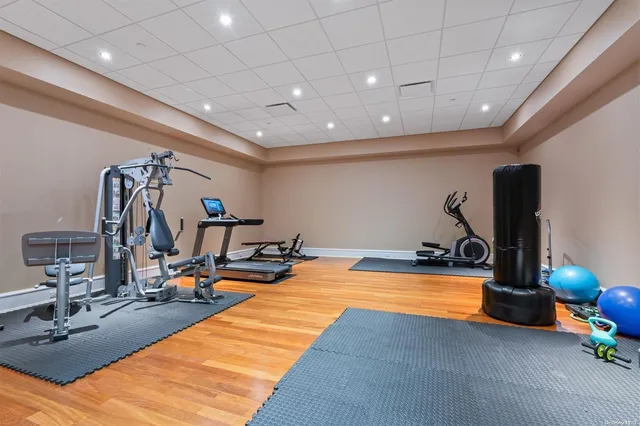 a view of a room with gym equipment