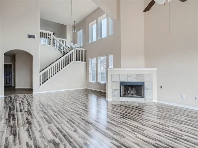 a view of livingroom with wooden floor