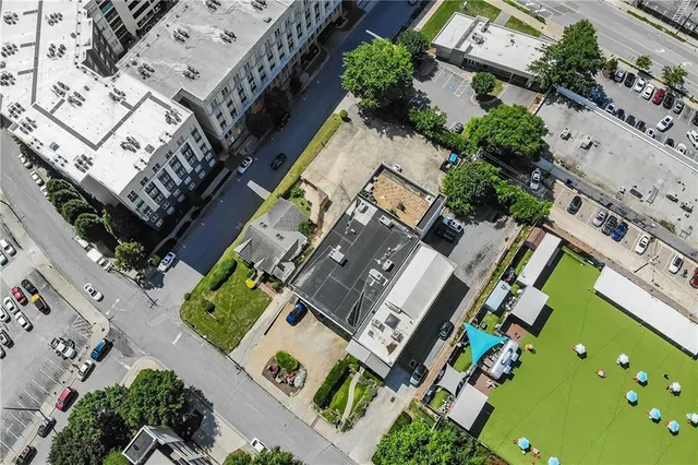 an aerial view of a house