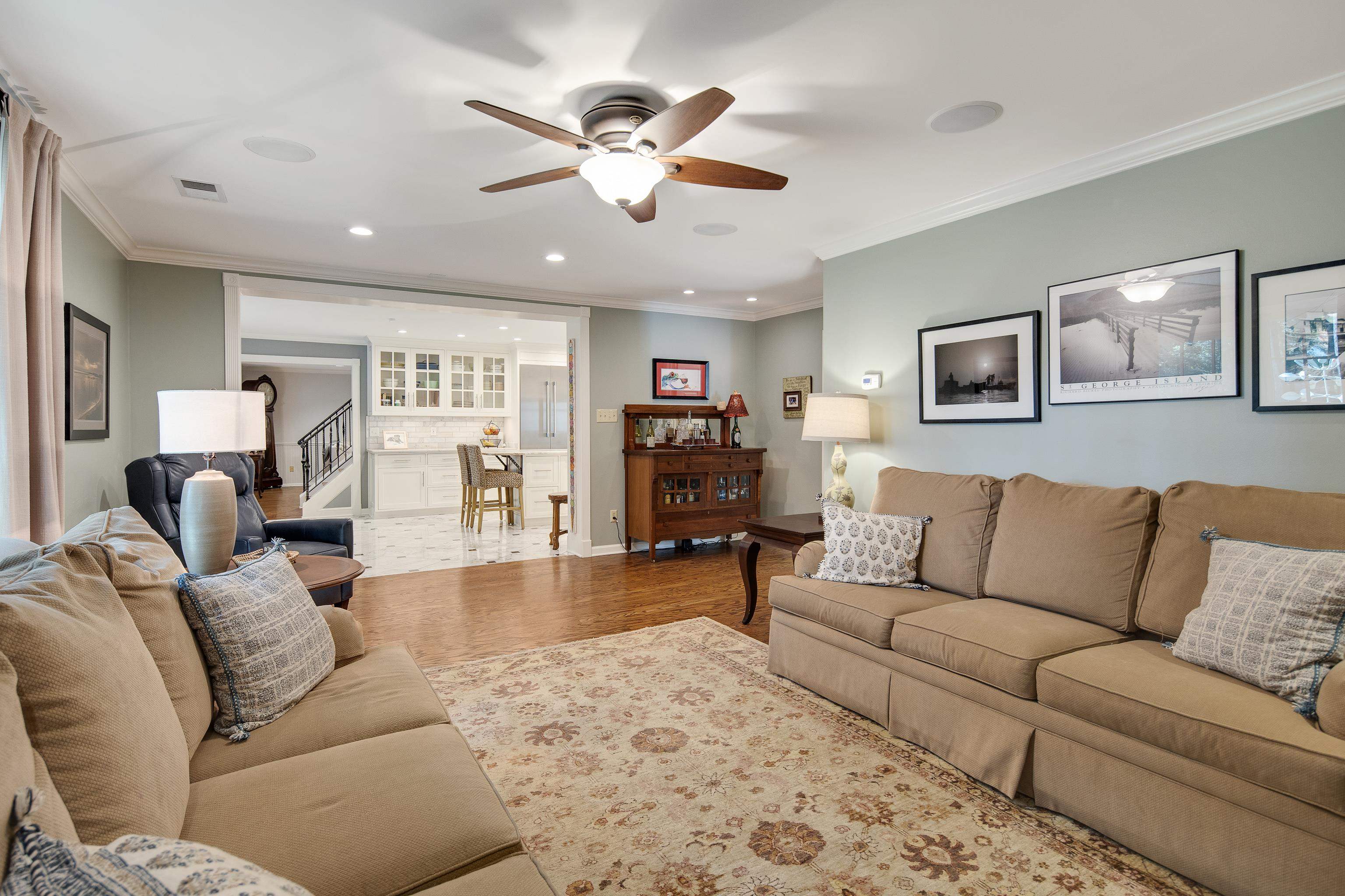 415 Wiseman Road Eads, TN 38028 - Photo 8 of 40 Living room featuring ornamental molding, hardwood / wood-style floors, and ceiling fan