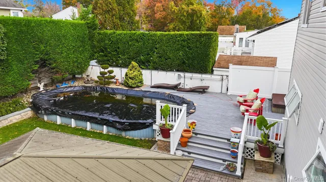 a view of a chairs and tables in patio