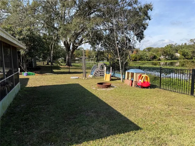 a view of a park with slide
