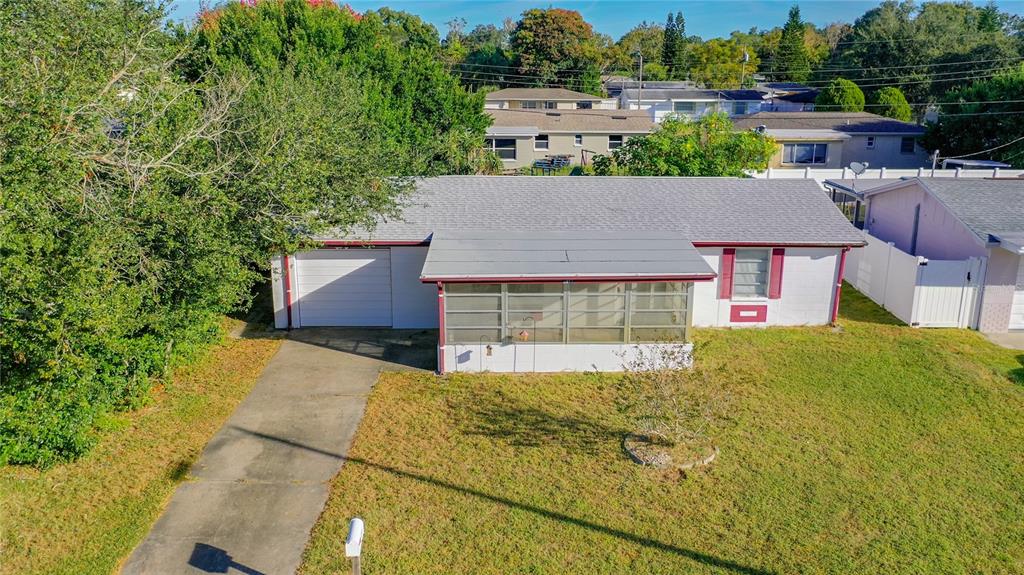 an aerial view of a house
