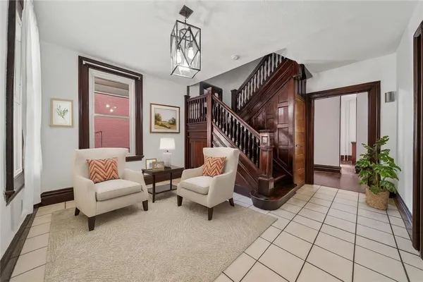 a living room with furniture