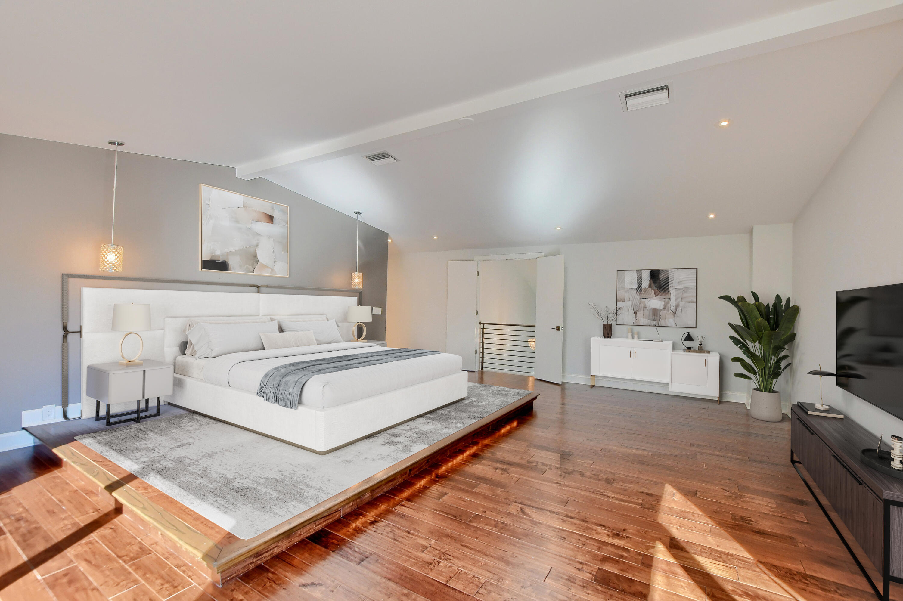 23352 Lago Mar Circle Boca Raton, FL 33433 - Photo 51 of 78 a spacious bedroom with a bed and a flat screen television