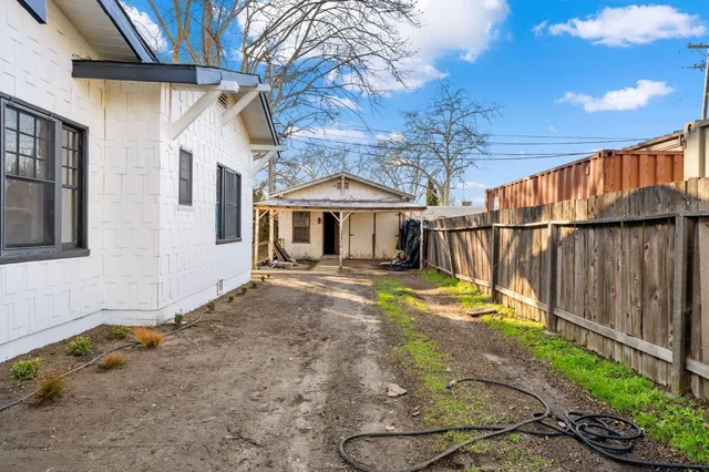 a backyard of a building