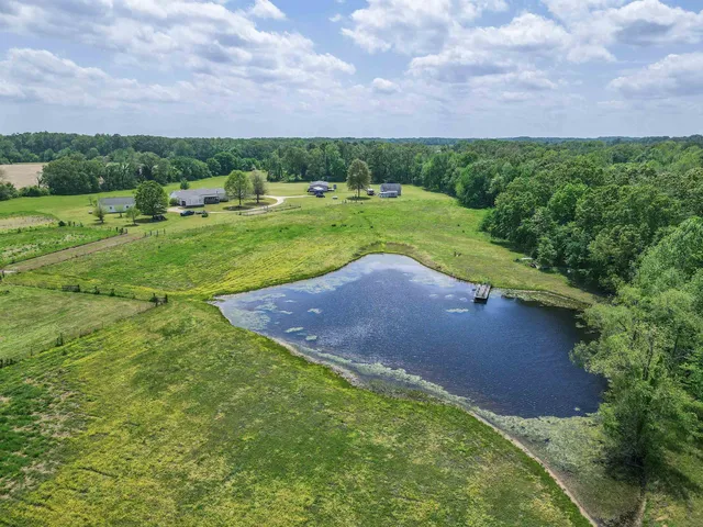 an aerial view of a house