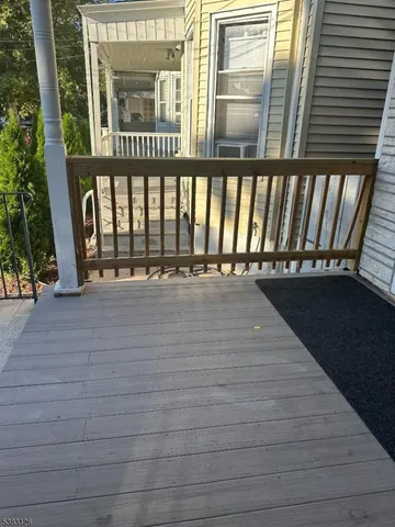 a view of wooden balcony