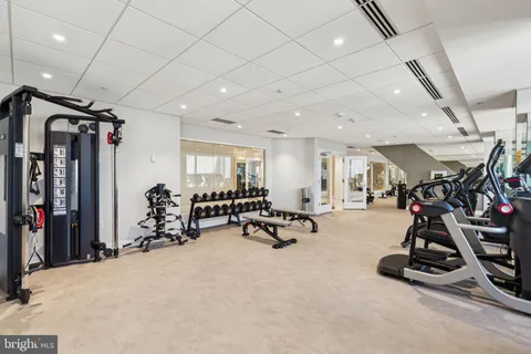 a view of a room with gym equipment