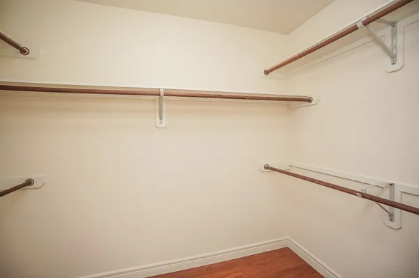 a view of a room with racks on the wall