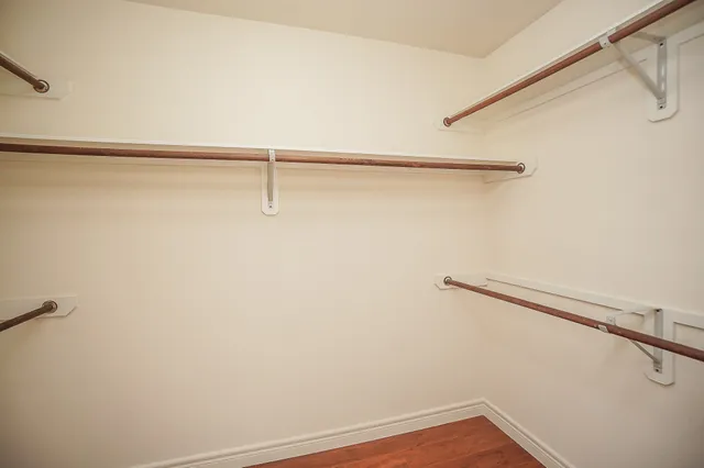 a view of a room with racks on the wall