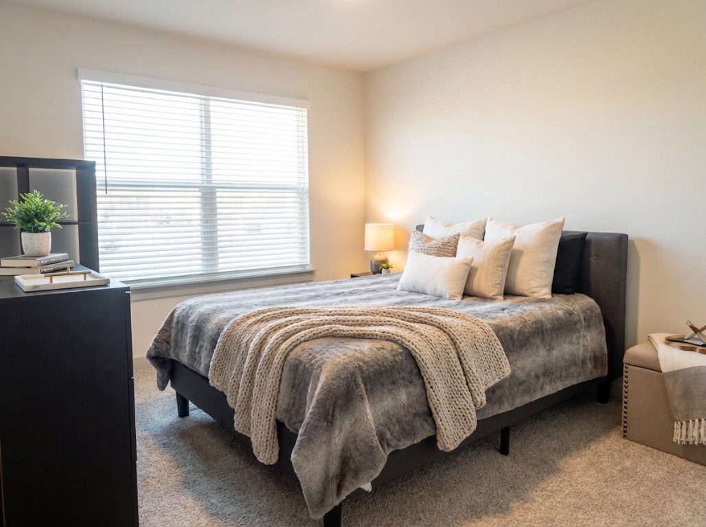 7515 Traylor Cove Austin, TX 78724 - Photo 9 of 13 a bedroom with a bed and lamp next to a window