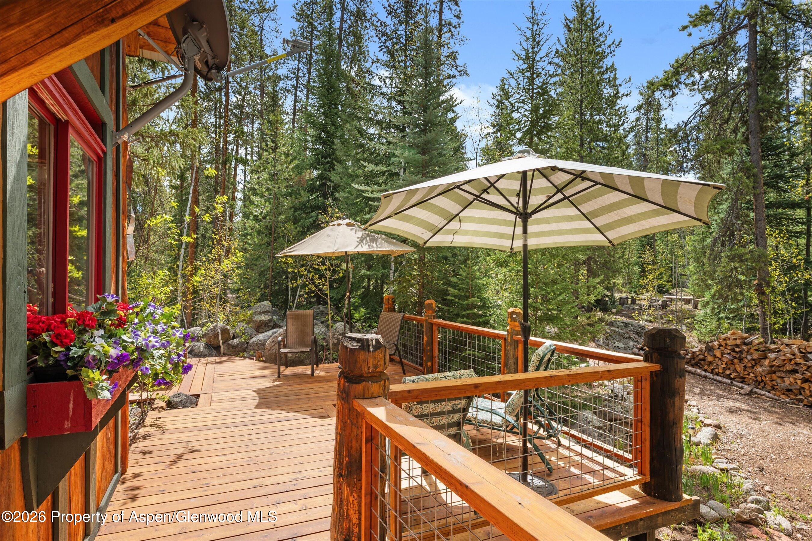26608 Frying Pan Road Meredith, CO 81642 - Photo 12 of 49 a view of a patio with chairs under an umbrella