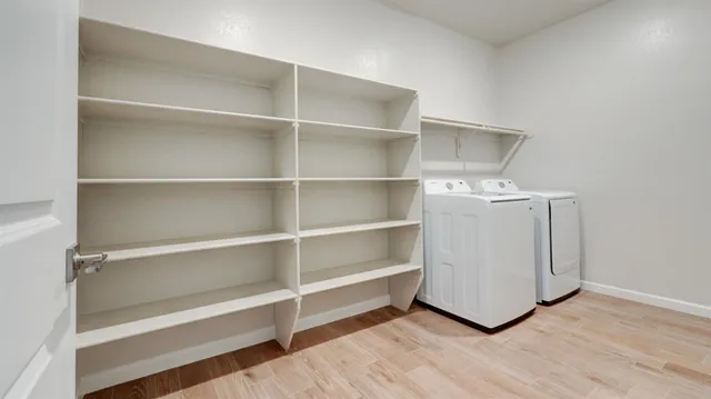 a view of an empty room with empty racks