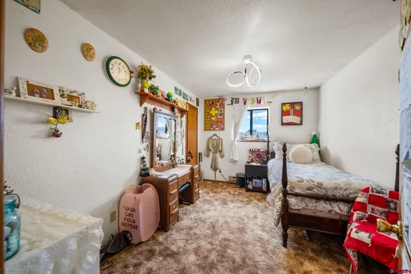 a bedroom with bed and a window