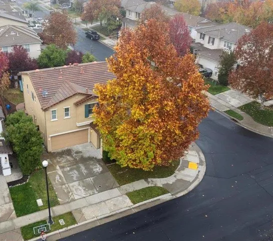an aerial view of a house