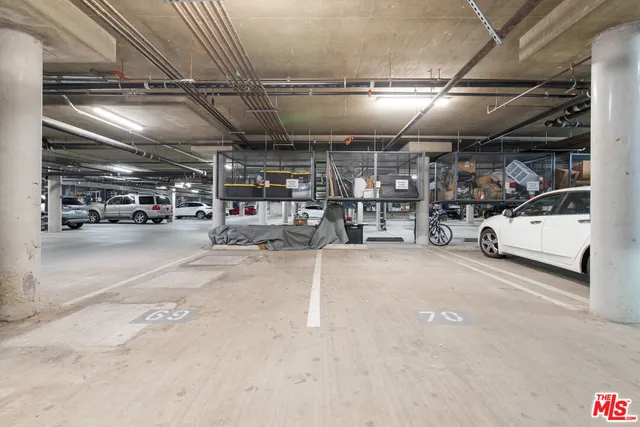 a view of parking garage with lots of storage space