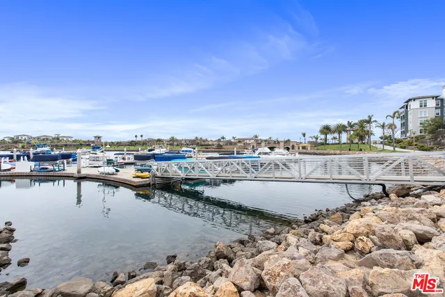 a view of a lake with a city