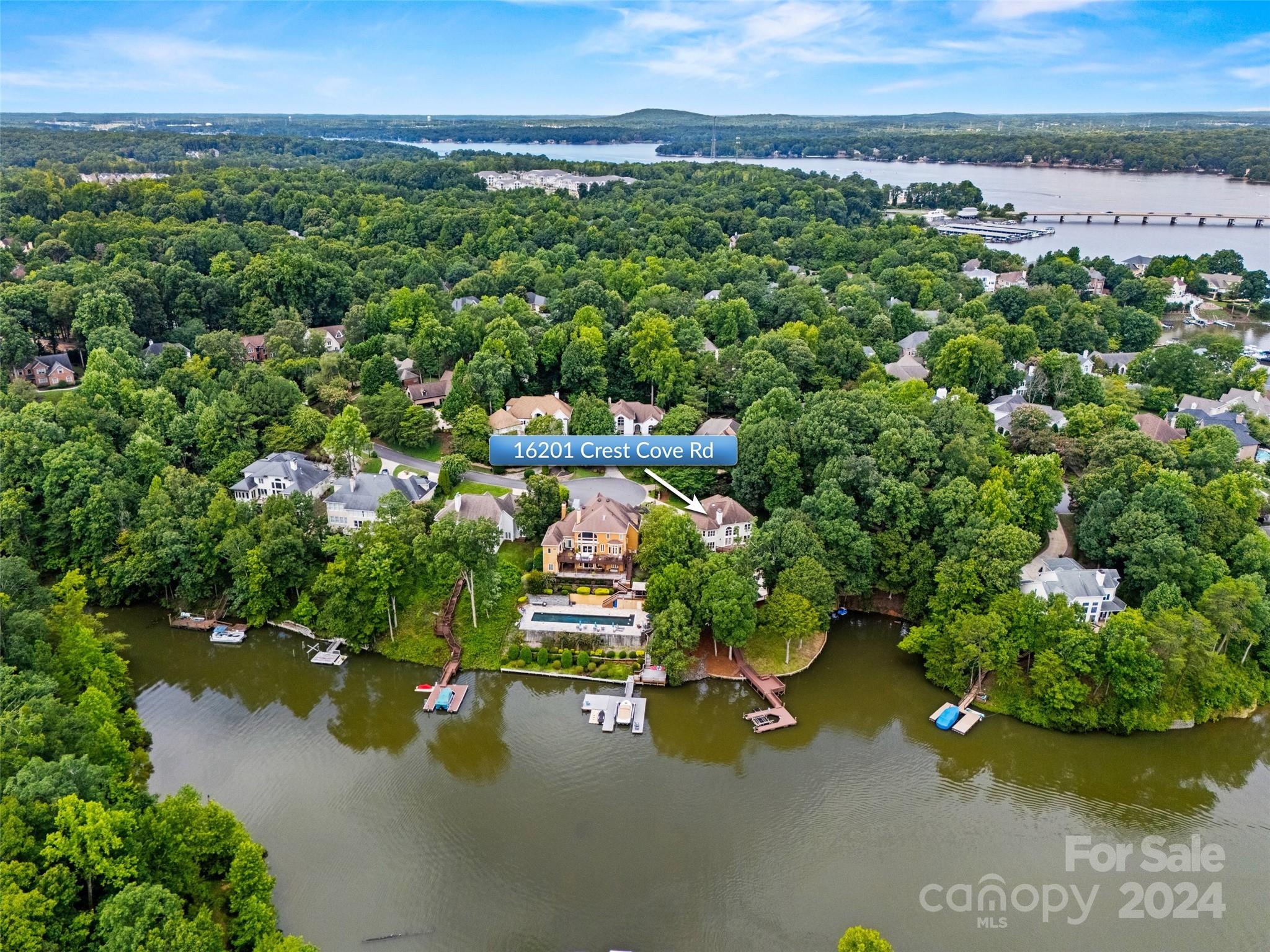 16201 Crest Cove Road Charlotte, NC 28278 - Photo 42 of 48 an aerial view of a house with a yard and lake view