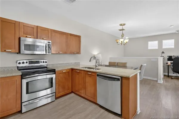 a garden view with a slide