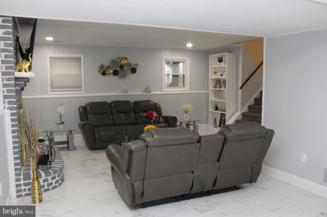 a living room with furniture