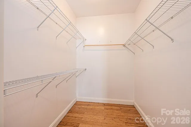 a view of a room with racks on the wall