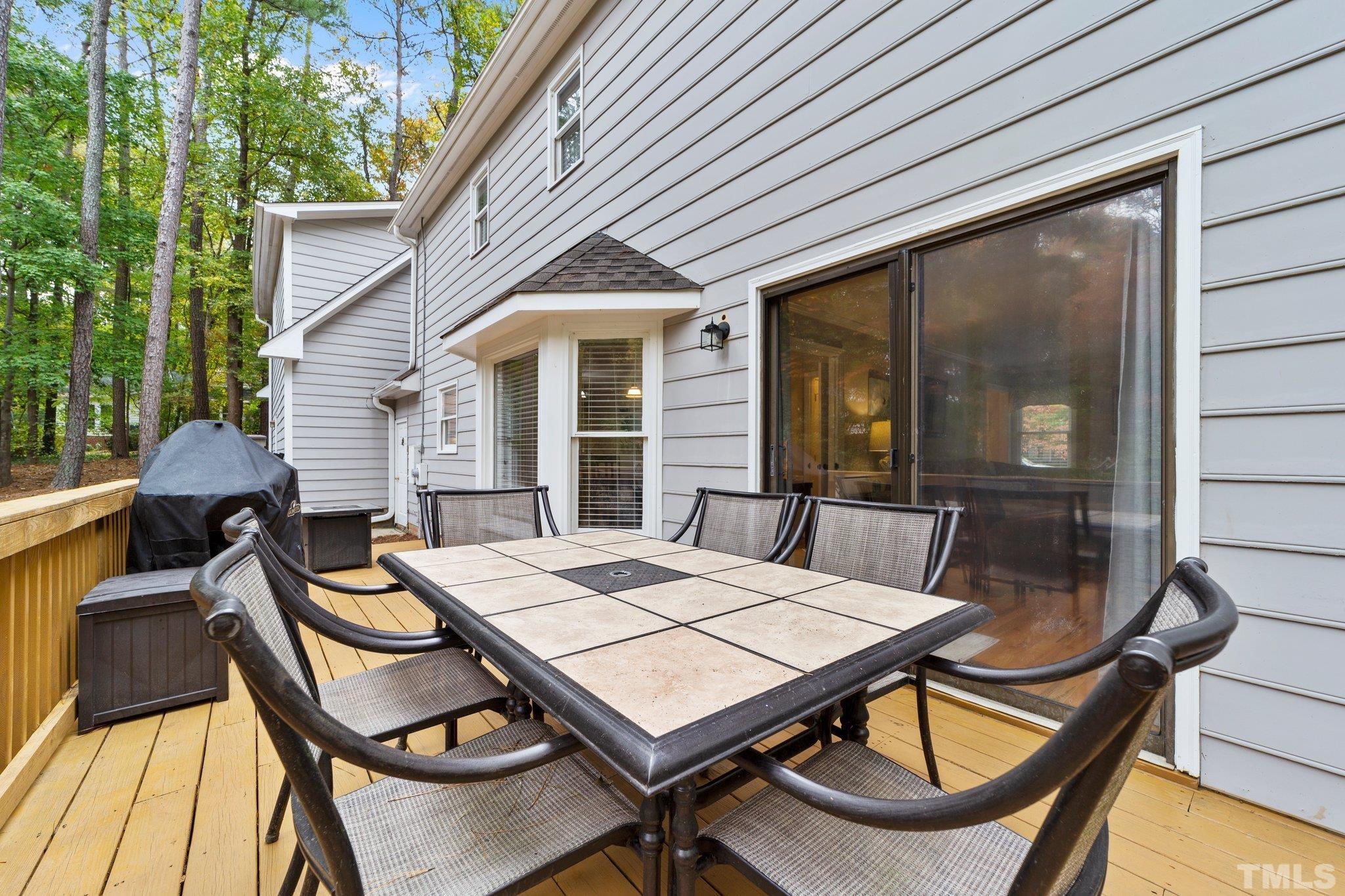8709 Langtree Lane Raleigh, NC 27613 - Photo 36 of 49 a view of a patio with a dining table and chairs