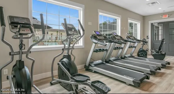 a view of a room with gym equipment