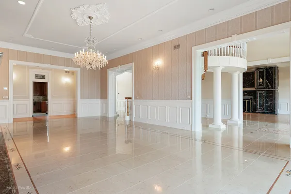 a view of a livingroom with a chandelier