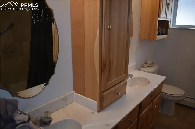 a bathroom with a sink and a toilet