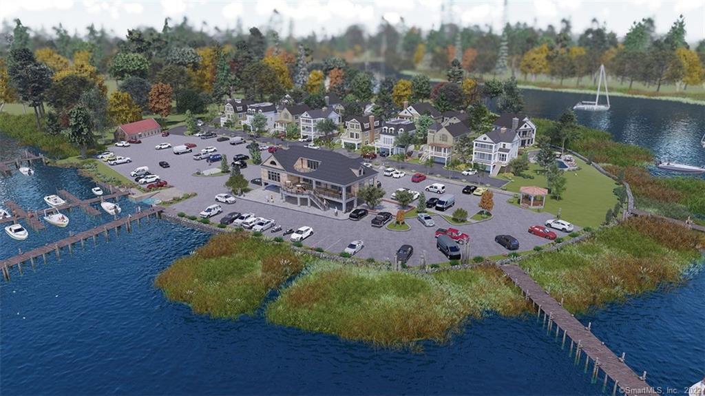 a view of a lake with a yard
