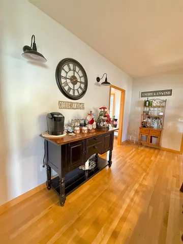 a room with a table and a chair