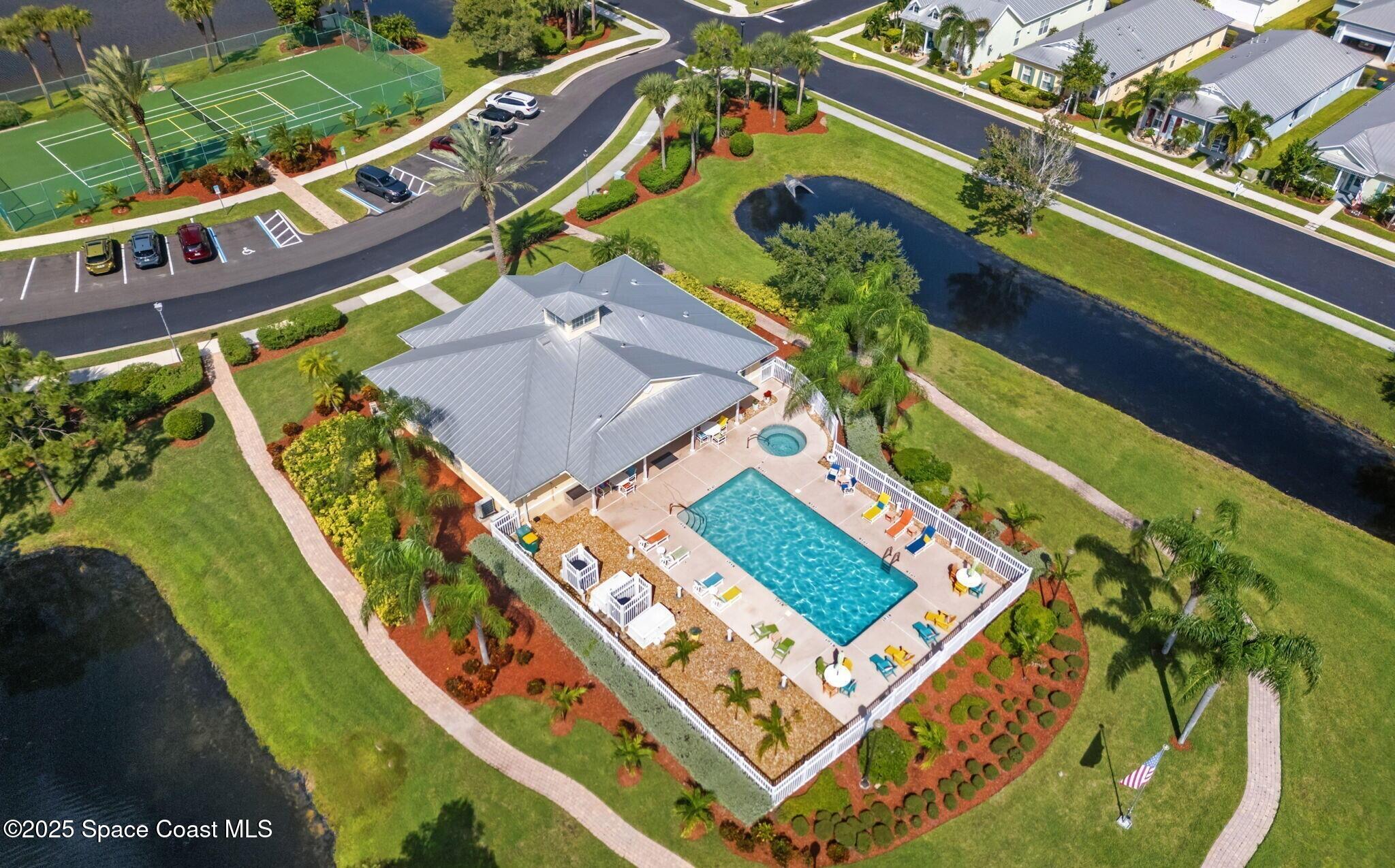 4150 Alamanda Key Drive Melbourne, FL 32901 - Photo 37 of 65 AK Clubhouse & Pool Aerial