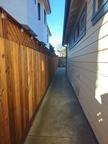 a view of a pathway of a building