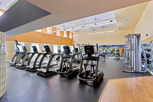 a view of a room with gym equipment