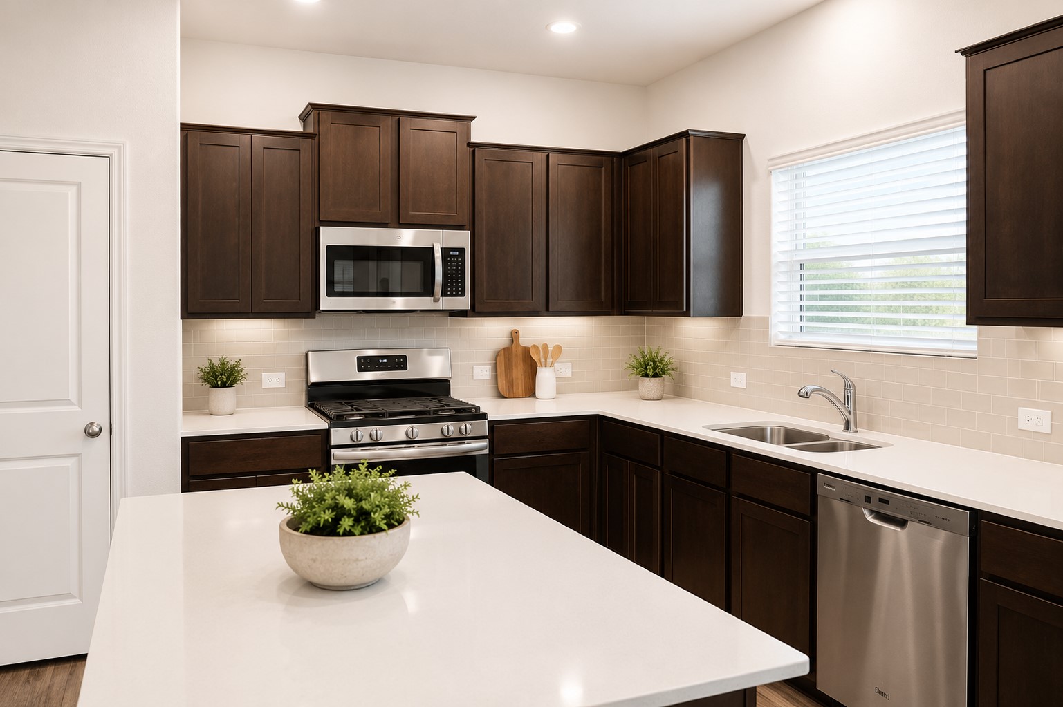 828 Mallow Road Leander, TX 78641 - Photo 4 of 14 Culinary aspirations find a home in this well-appointed kitchen featuring a substantial island and ample cabinet storage.