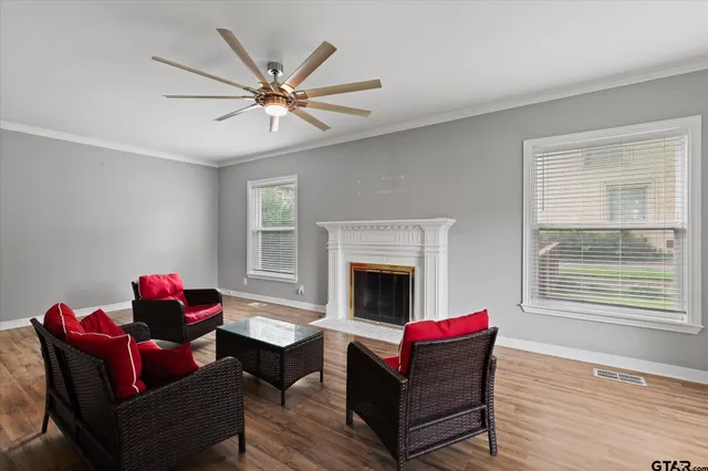 a living room with furniture