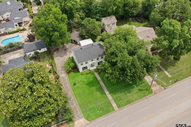 an aerial view of a house