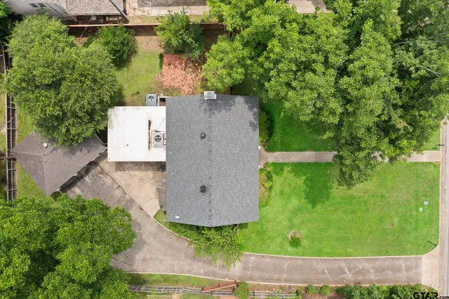 an aerial view of a house