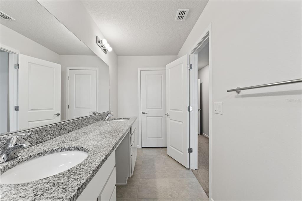 31329 Amberview Bend Wesley Chapel, FL 33545 - Photo 21 of 57 a bathroom with a granite countertop sink and a mirror