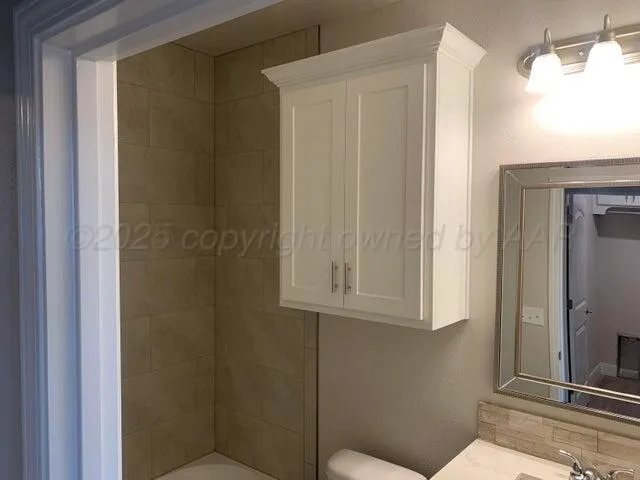 a bathroom with a window